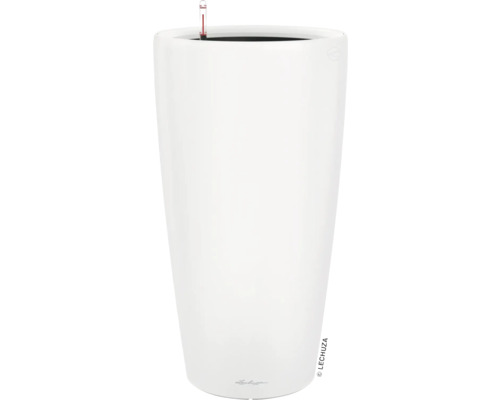 Hoher Pflanztopf aus Kunststoff mit Wasserstandsanzeige