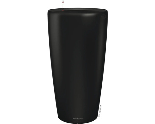 Schwarzer Pflanzkübel mit Wasserstandsanzeige