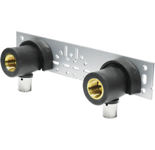 Montageblock für Sanitäranwendungen mit zwei Anschlüssen