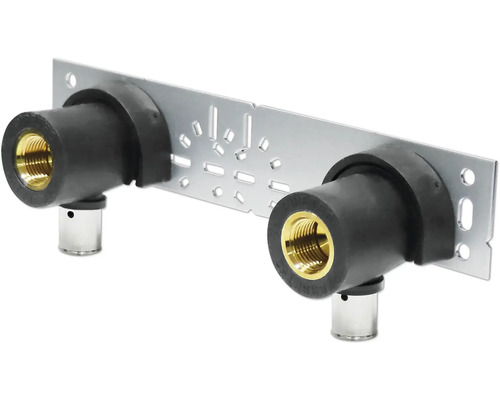 Montageblock für Sanitäranwendungen mit zwei Anschlüssen