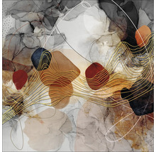 Abstraktes Wandbild mit Farbflächen und goldenen Linien