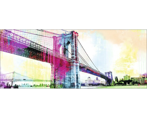 Glasbild Brooklyn Bridge In Colors 125x50 cm
