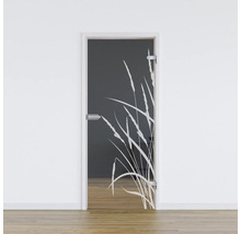 Glastür mit Ätzdekor im Grasdesign