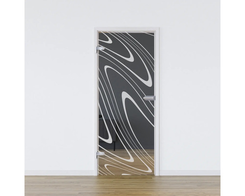 Glastür mit abstraktem Design