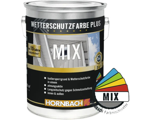 Wetterschutzfarbe Plus Farbeimer mit Farbmischcenter Hinweis