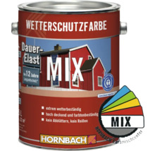 Wetterschutzfarbe im Farbeimer mit der Aufschrift Mix