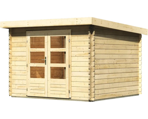 Holzgartenhaus mit Doppeltür und Fenstern