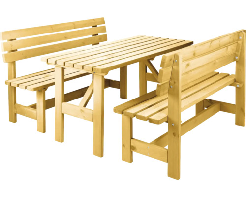 Gartenmöbelset Wilk 6 -Sitzer bestehend aus: 2 Sitzbänke,Tisch Holz braun