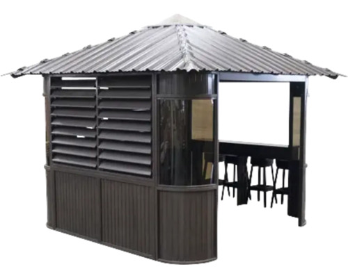 Pavillon mit Lamellenwand und Bartisch mit Hockern