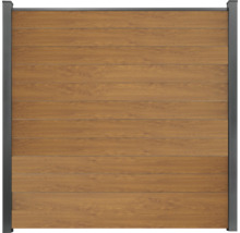 Sichtschutzzaun aus Holz mit Metalleinfassung