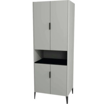 Hoher Schrank mit Regalböden und zwei Türen