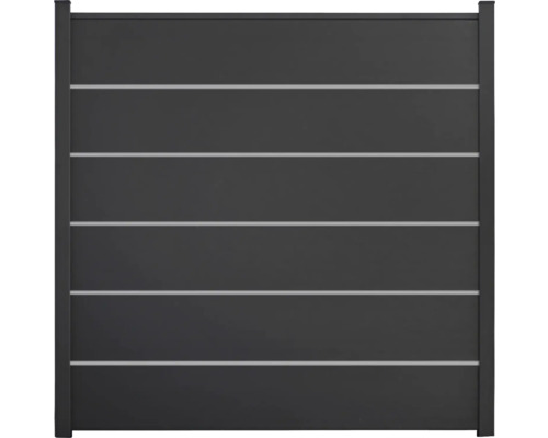 Gartenzaun aus Aluminium mit horizontalen Zierlinien