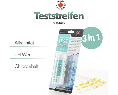 Teststreifen zur Messung von Alkalinität, pH-Wert und Chlorgehalt, 50 Stück