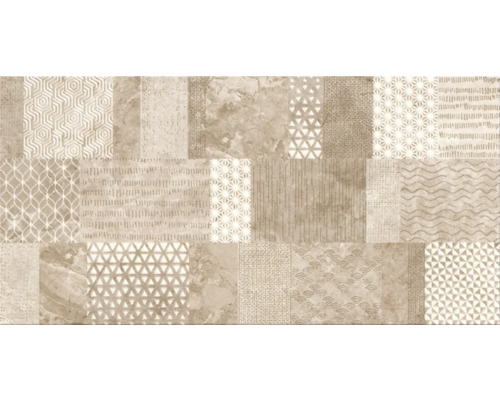 Steingut Dekorfliese Saragossa Inserto 59,8x29,8 cm lappato braun seidenmatt Dekorfliese mit geometrischen Mustern