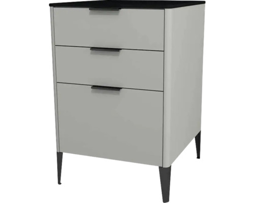 Highboard Devo Lotos 76x50x53 cm mit 3 Laden stahlgrau/schwarz