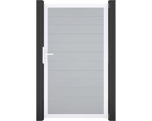 Gartentür aus Aluminium mit horizontalen Paneelen und Griff