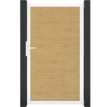 Gartentür aus Holz mit Metallrahmen