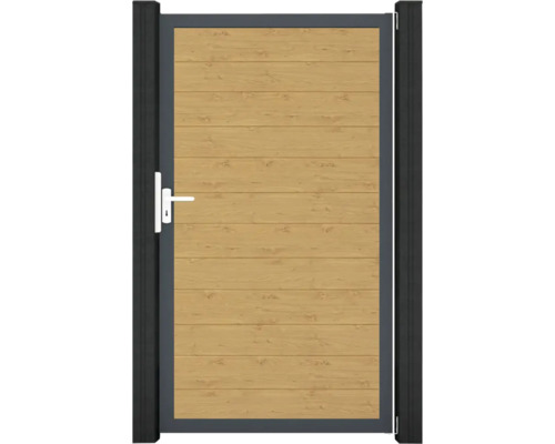 Gartentür mit Holzoptik und Griff