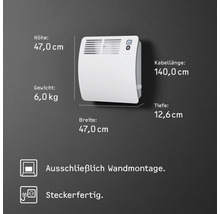 Wandkonvektor Stiebel Eltron CON 10 Premium 47x47 cm 1000 Watt