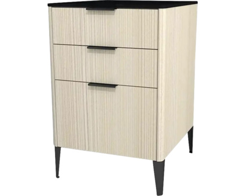 Highboard Devo Lotos 76x50x53 cm mit 3 Laden cremeweiß/schwarz