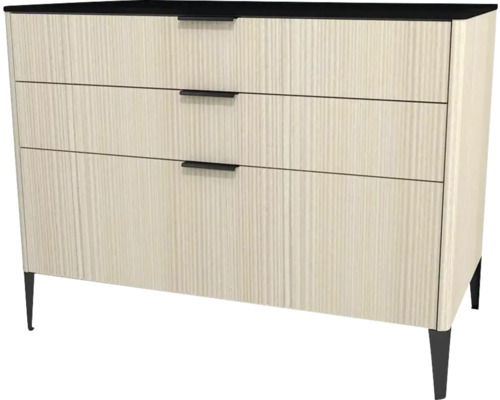 Highboard Devo Lotos 76x100x53 cm mit 3 Laden cremeweiß/schwarz