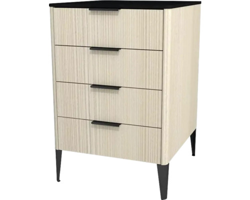 Highboard Devo Lotos 76x50x53 cm mit 4 Laden cremeweiß/schwarz