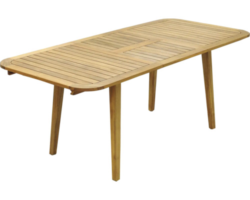 Rechteckiger Gartentisch aus Holz mit vier Beinen