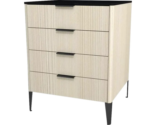 Highboard Devo Lotos 76x60x53 cm mit 4 Laden cremeweiß/schwarz