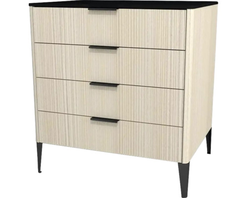 Highboard Devo Lotos 76x70x53 cm mit 4 Laden cremeweiß/schwarz