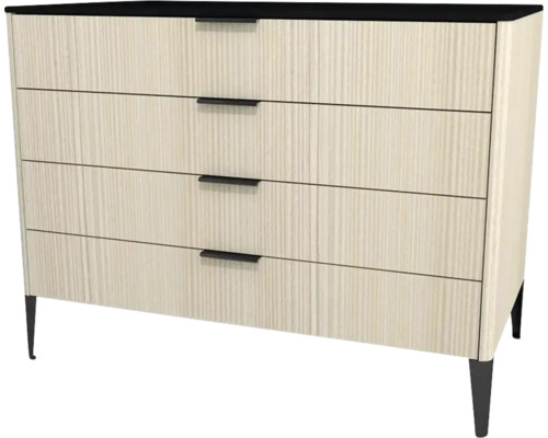 Highboard Devo Lotos 76x100x53 cm mit 4 Laden cremeweiß/schwarz