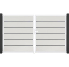 Doppelflügeltor aus Aluminium mit horizontalen Lamellen