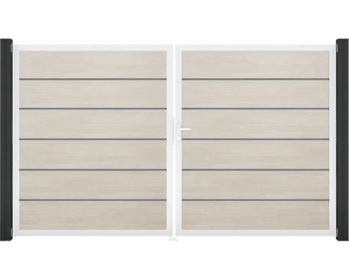 Doppeltor aus Aluminium mit Holzoptik