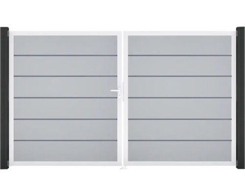 Doppeltor aus Aluminium mit horizontalen Lamellen