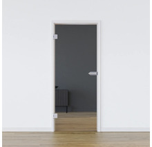 Glastür mit Beschlägen und Türrahmen in einer Wand
