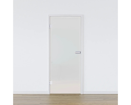 Glastür mit Rahmen und Griff in einer Wand