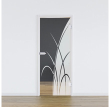 Glastür mit Gräser-Design