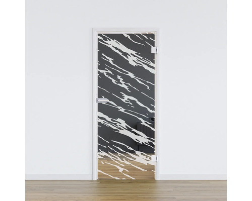 Glastür mit Dekorfolie in abstraktem Design