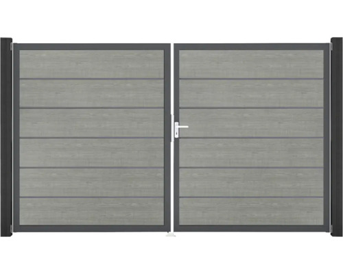 Doppeltor mit horizontalen Paneelen und Griff