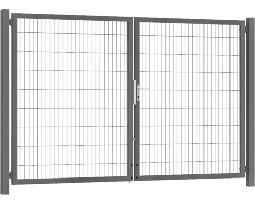 Premium-Doppeltor 300 x 180 cm Typ 8/6/8 Rahmen 60x40 inkl. Pfosten zum Einbetonieren RAL 7016 anthrazit