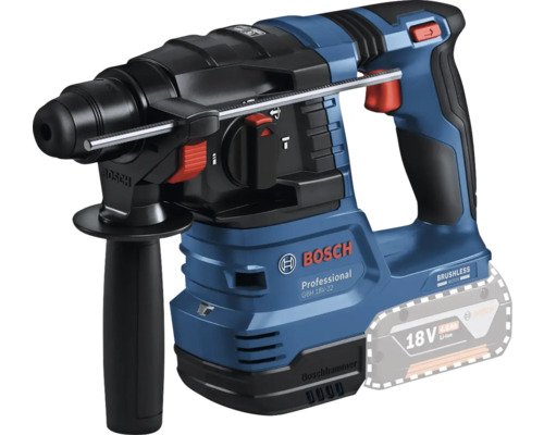Akku-Bohrhammer Bosch Professional GBH 18V-22 solo, ohne Akku und Ladegerät Bosch Bohrhammer mit Akku und Zusatzhandgriff