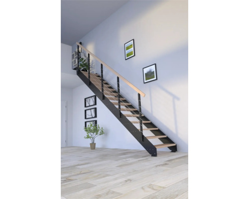 Pertura Wangentreppe Libra Buche Leimholz ohne setzstufen Pulverbeschichtet schwarz Seitenwange gerade 105 cm 15 Stufen / 16 Steigungen Stabgeländer Pertura Wangentreppe Libra Buche Leimholz ohne setzstufen Pulverbeschichtet schwarz Seitenwange gerade 105 cm 15 Stufen / 16 Steigungen Stabgeländer