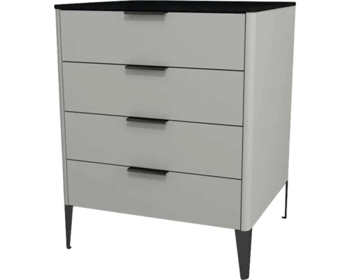 Highboard Devo Lotos 76x60x53 cm mit 4 Laden stahlgrau/schwarz