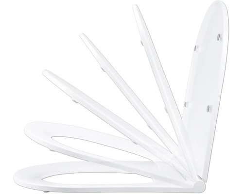 Toilettendeckel mit Absenkautomatik in verschiedenen Öffnungspositionen