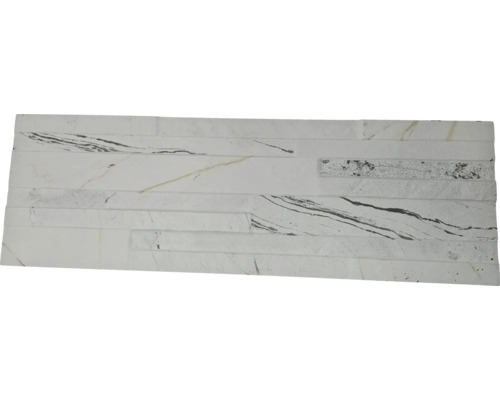 Keramik Verblendstein Klimex UltraStrong Marble white 17x52 cm weiß Dekorplatte mit Steinmuster