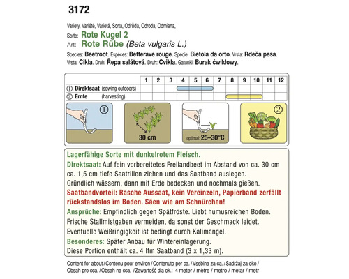 Informationen zum Anpflanzen von Rote Rüben der Sorte Rote Kugel 2