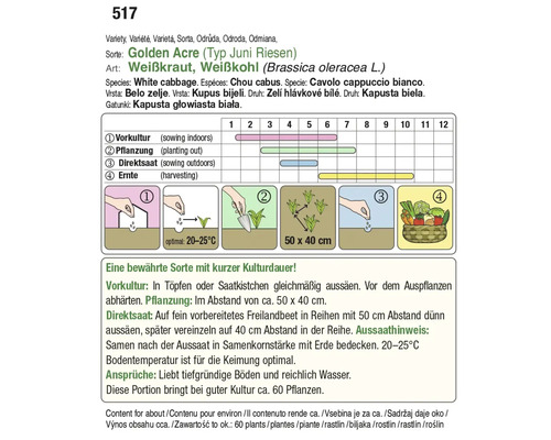 Informationen zu Golden Acre Weißkohl Anbau