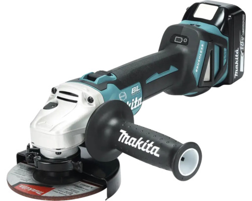 Makita Akku-Winkelschleifer mit Zusatzhandgriff und Schleifscheibe