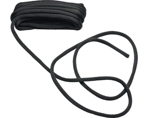 Schwarzes geflochtenes Seil aufgerollt