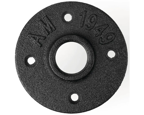 Schwarze Temperguss-Rohrflanschmuffe mit vier Befestigungslöchern