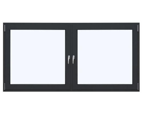 Geschlossenes Fenster mit zwei Flügeln und Griffen